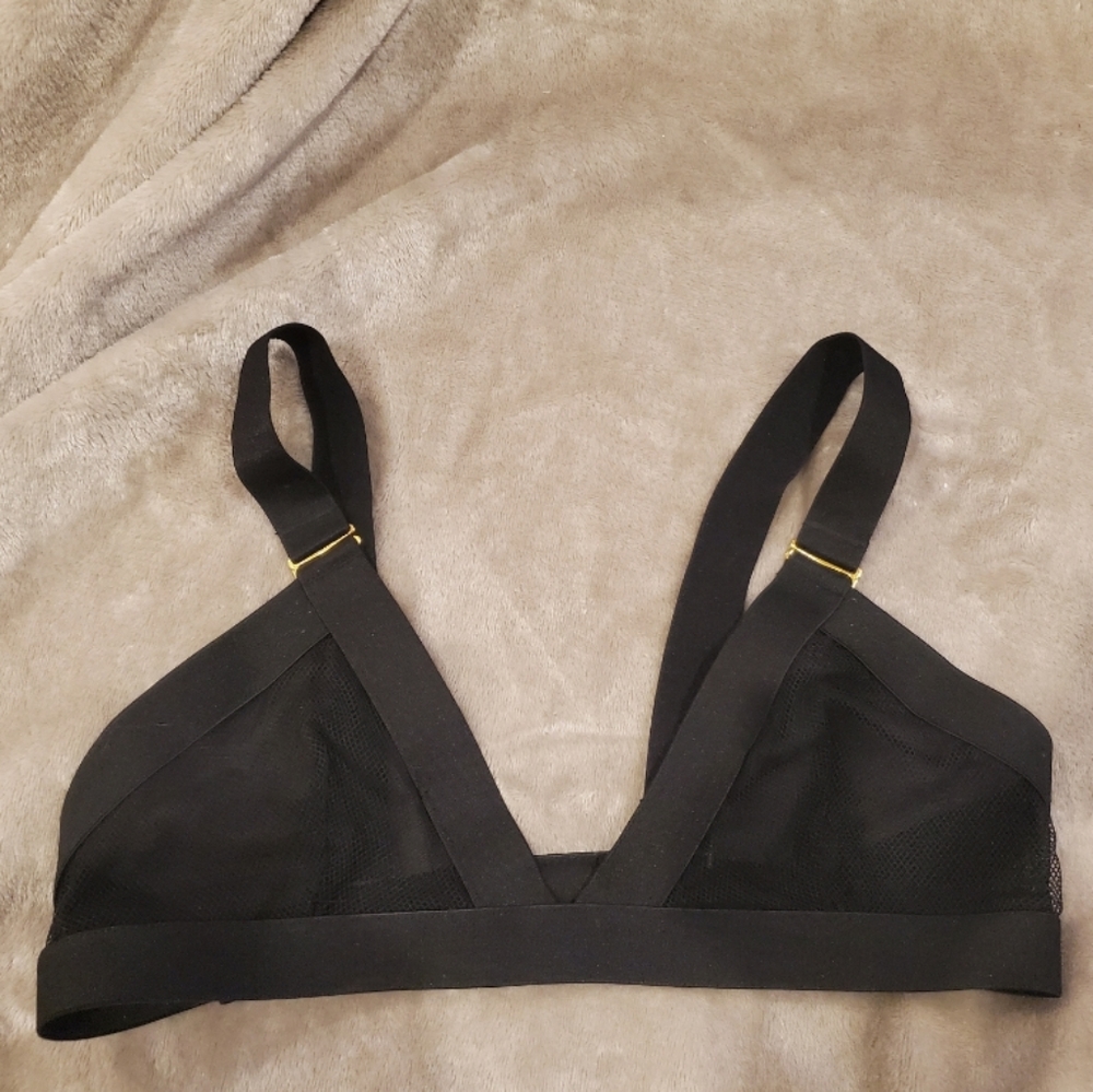 Deep Black Mesh Triangular Bralette